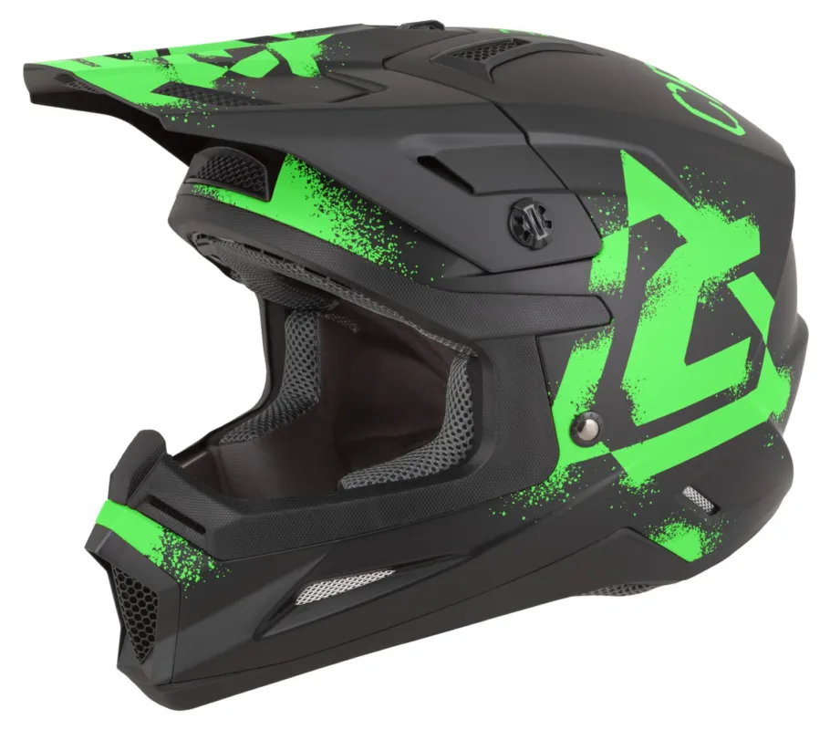 Hit Sezóny přilba Cross Cup 2 Crew, CASSIDA (černá matná/zelená fluo) 2026 - L