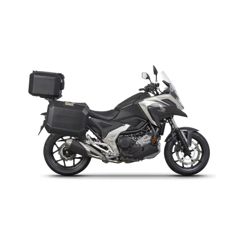 Autentický Kompletní sada černých hliníkových kufrů SHAD TERRA BLACK , 48L topcase 36L/36L boční kufry, včetně montážní sady a plotny SHAD HONDA NC 750 X 2021-